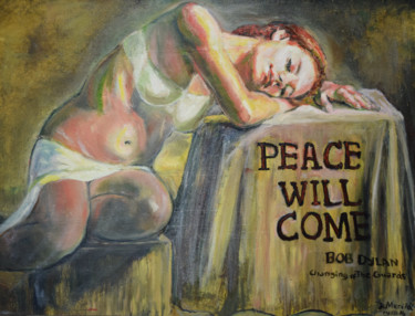 Malerei mit dem Titel "Peace Will Come" von Raija Merilä, Original-Kunstwerk, Öl