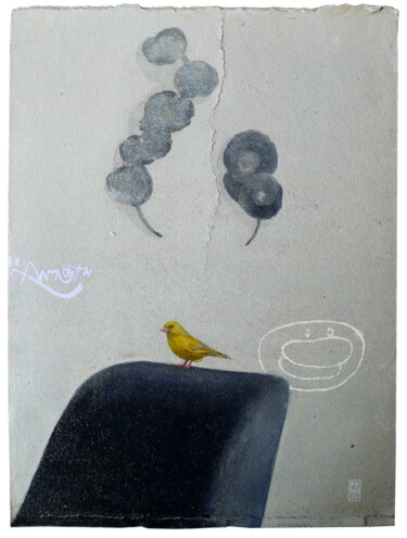 Schilderij getiteld "Fink" door Raimo Bergt, Origineel Kunstwerk, Acryl Gemonteerd op Houten paneel