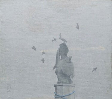 Malerei mit dem Titel "Pelikan, Adler, Krä…" von Raimo Bergt, Original-Kunstwerk, Acryl
