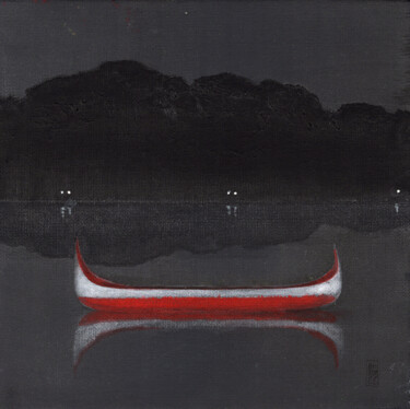Malarstwo zatytułowany „Red Canoe” autorstwa Raimo Bergt, Oryginalna praca, Akryl