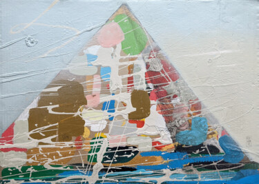 Malerei mit dem Titel "Pyramide" von Raimo Bergt, Original-Kunstwerk, Acryl Auf Holzplatte montiert