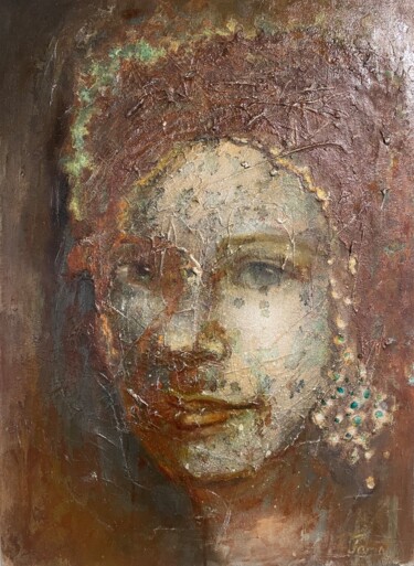 Painting titled "A girl with Pearls" by Raimonda Tamo, Original Artwork, Oil