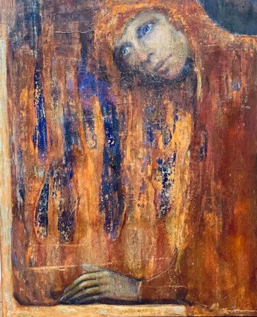 Malerei mit dem Titel "Icon of fire" von Raimonda Tamo, Original-Kunstwerk, Öl
