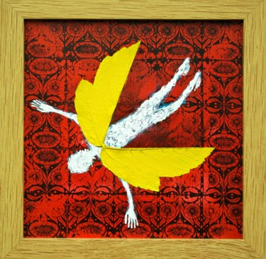 Painting titled "Feuille ^^" by Raindh, Original Artwork, Acrylic