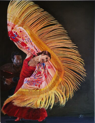 Malerei mit dem Titel "Flamenco II" von Rainer Schmitt, Original-Kunstwerk, Acryl