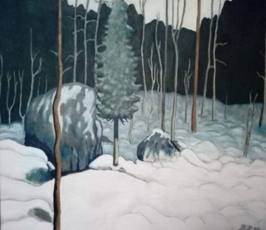 Painting titled "First Snow" by Raimo Rautio, Original Artwork, Oil