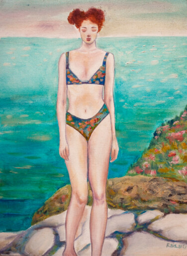 Painting titled "Seaside Serenade" by Rais Art, Original Artwork, Oil