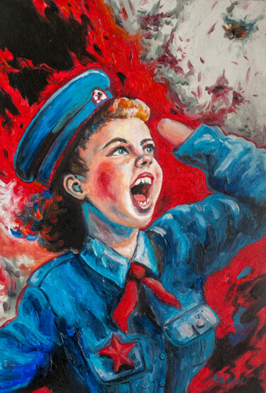 Schilderij getiteld "Red Horizons" door Rais Art, Origineel Kunstwerk, Olie