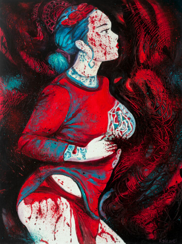 Картина под названием "Bleeding Heartland" - Rais Art, Подлинное произведение искусства, Масло