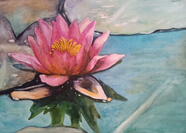 Malerei mit dem Titel "sacred lotus" von Raisa Nikolaeva, Original-Kunstwerk, Aquarell