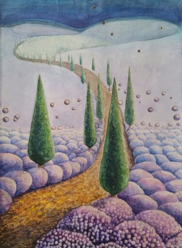 Schilderij getiteld "Дорога к волшебству" door Raisa Nikolaeva, Origineel Kunstwerk, Aquarel