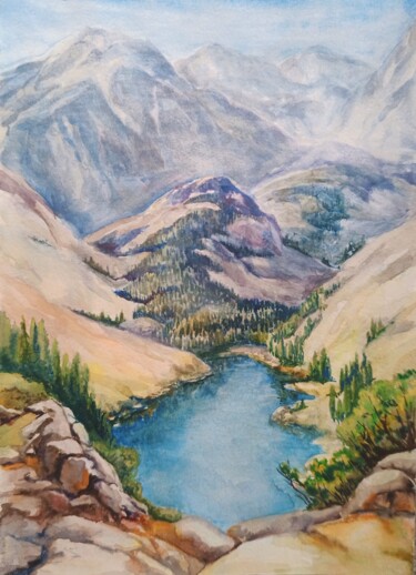 Painting titled "Somewhere in Altai" by Raisa Nikolaeva, Original Artwork, Watercolor
