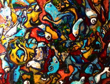 Pittura intitolato "Stained glass panel…" da Raissa Kagan, Opera d'arte originale, Pittura di vetro colorato
