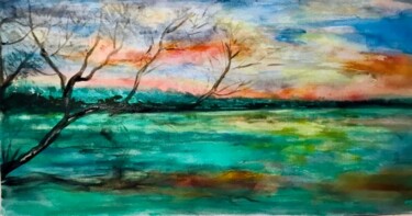 Malerei mit dem Titel "Watercolour panoram…" von Raissa Kagan, Original-Kunstwerk, Aquarell