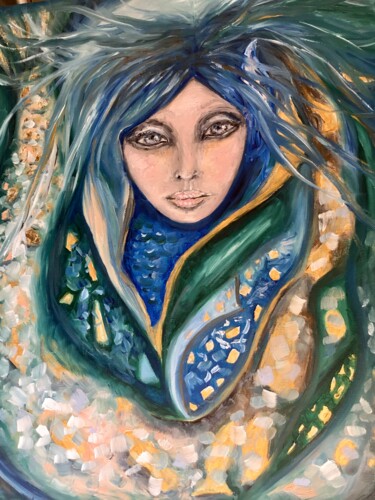 Malarstwo zatytułowany „Mermaid original oi…” autorstwa Raissa Kagan, Oryginalna praca, Olej