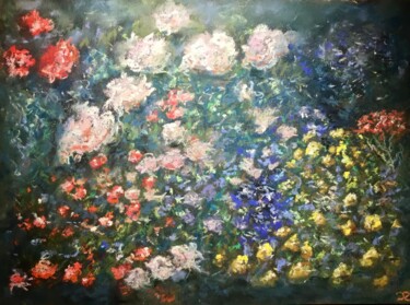 Schilderij getiteld "Flower garden Klimt…" door Raissa Kagan, Origineel Kunstwerk, Pastel