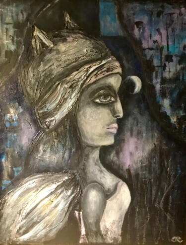 Картина под названием "Luna - doll paintin…" - Raissa Kagan, Подлинное произведение искусства, Акрил