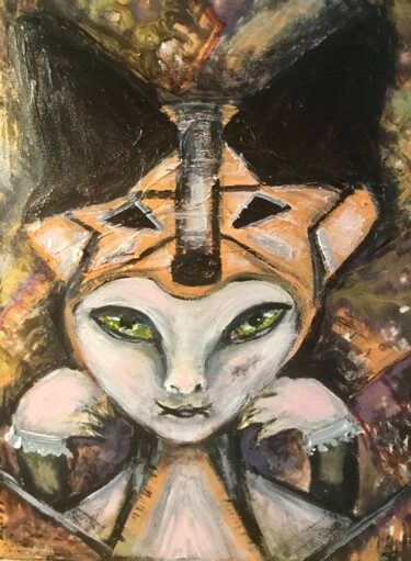 Peinture intitulée "Woman fennec fox,or…" par Raissa Kagan, Œuvre d'art originale, Acrylique