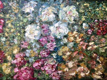 Painting titled "Flowers impasto pai…" by Raissa Kagan, Original Artwork, Oil