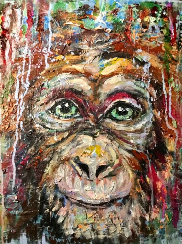 Painting titled "Monkey colourful pa…" by Raissa Kagan, Original Artwork, Acrylic