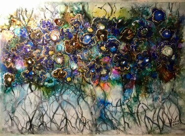 Peinture intitulée "Dancing forest - fa…" par Raissa Kagan, Œuvre d'art originale, Encre