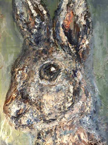Malerei mit dem Titel "Bunny textureoil pa…" von Raissa Kagan, Original-Kunstwerk, Öl