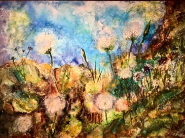 Pittura intitolato "Dandelions mix medi…" da Raissa Kagan, Opera d'arte originale, Acquarello