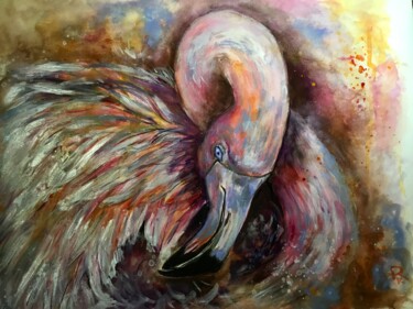 Malerei mit dem Titel "Flamingo ballet,ori…" von Raissa Kagan, Original-Kunstwerk, Aquarell