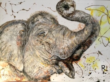 Malarstwo zatytułowany „White elephant pain…” autorstwa Raissa Kagan, Oryginalna praca, Akwarela