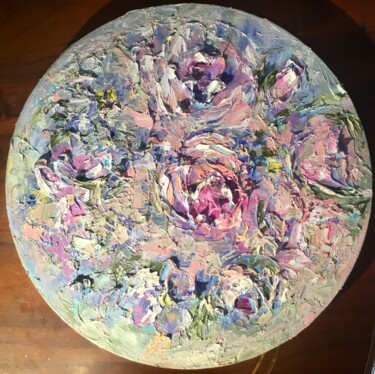 Painting titled "Abstract roses on r…" by Raissa Kagan, Original Artwork, Oil