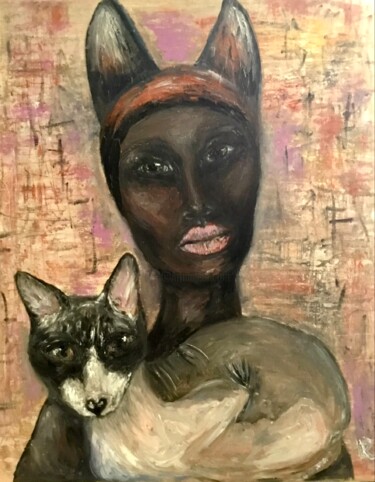 Картина под названием "Ancient woman with…" - Raissa Kagan, Подлинное произведение искусства, Масло