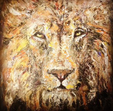 Pintura titulada "Lion original oil p…" por Raissa Kagan, Obra de arte original, Oleo