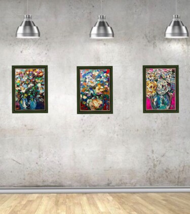 Картина под названием "Triptych,set of 3 o…" - Raissa Kagan, Подлинное произведение искусства, Масло