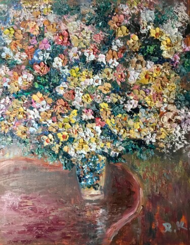 Schilderij getiteld "Colourful flowers i…" door Raissa Kagan, Origineel Kunstwerk, Olie