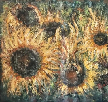 Pittura intitolato "Sunflowers large ca…" da Raissa Kagan, Opera d'arte originale, Olio