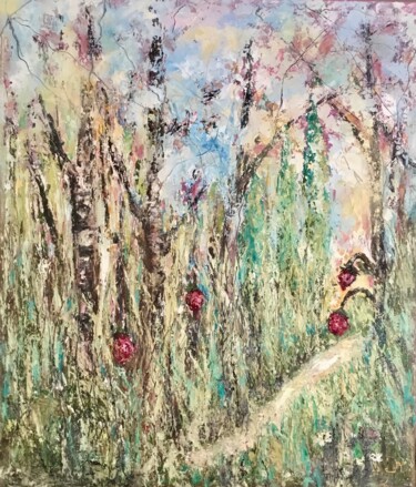 Painting titled "Strawberry forest o…" by Raissa Kagan, Original Artwork, Oil