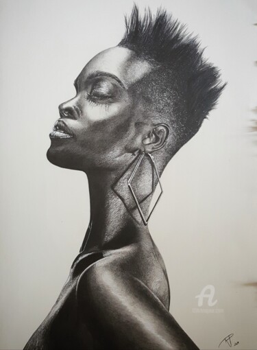 Dessin intitulée "The black beauty" par Raissa Levati Pelegrim, Œuvre d'art originale, Graphite