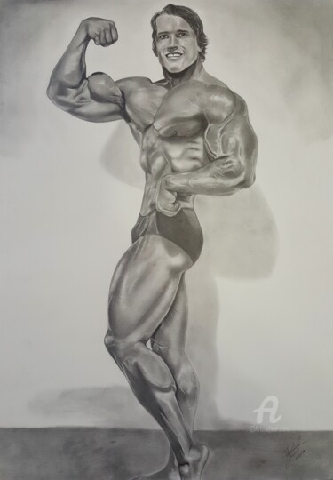 Drawing titled "Arnold - The Iron M…" by Raissa Levati Pelegrim, Original Artwork, Graphite