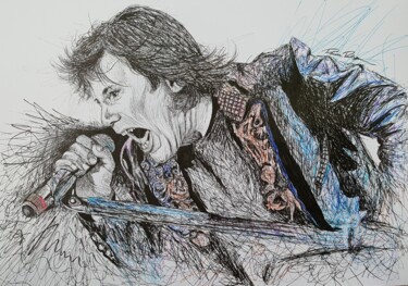 Drawing titled "Bruce Dickinson" by Raissa Levati Pelegrim, Original Artwork, Gel pen