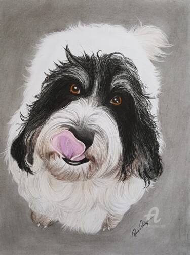 Drawing titled "Customer's dog" by Raissa Levati Pelegrim, Original Artwork, Ballpoint pen