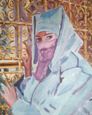Painting titled "Dame en djallaba" by Raja El Ouadili, Original Artwork