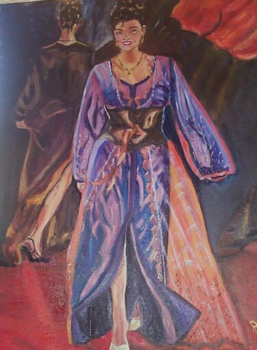 Malerei mit dem Titel "Moi de dos et de fa…" von Raja El Ouadili, Original-Kunstwerk, Öl
