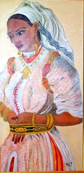 Painting titled "Femme arabe" by Raja El Ouadili, Original Artwork