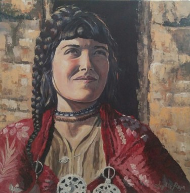 Painting titled "Chaouia 1935" by Raja Seghir, Original Artwork, Oil Mounted on Wood Stretcher frame