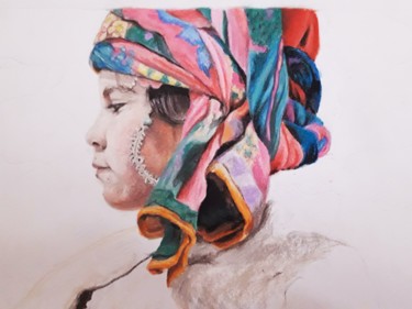 图画 标题为“Fille des Aures” 由Raja Seghir, 原创艺术品, 粉彩