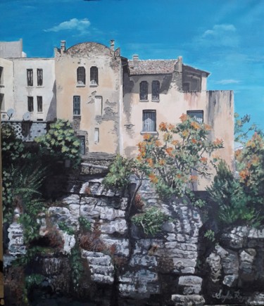 Painting titled "Maison constantinoi…" by Raja Seghir, Original Artwork, Acrylic Mounted on Wood Stretcher frame