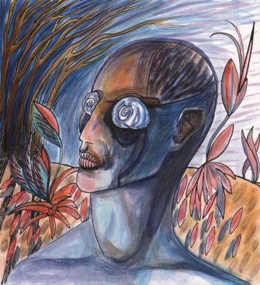 Рисунок под названием "Vincent" - Rajahfoo, Подлинное произведение искусства, Акварель