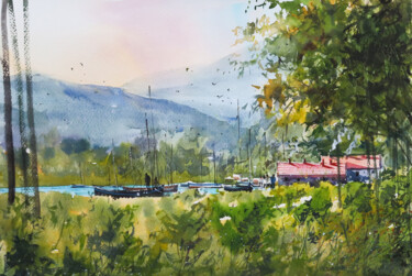 Pintura titulada "Landscape_2022_01" por Rajan Dey, Obra de arte original, Acuarela