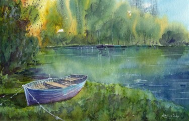 Painting titled "Boat Series Special…" by Rajan Dey, Original Artwork, Watercolor