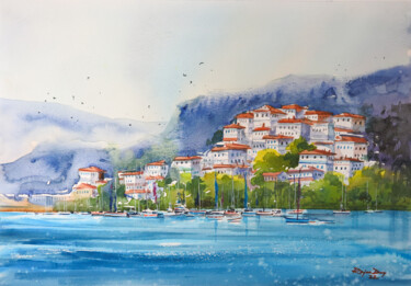 Pittura intitolato "Montenegro" da Rajan Dey, Opera d'arte originale, Acquarello